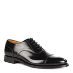 Men's LOAKE 200B Capped Oxford Lace-Up Polished Leather Shoes - Black