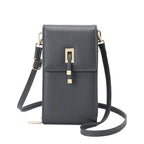 Women's Long & Son Multi Compartment Crossbody Phone Bag Q-010 - Dark Grey