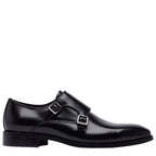 Men's John White Monkton Double Monk Leather Shoes - Black