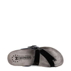 Women's Mephisto Helen Toe Post Leather Sandals - Black Patent