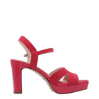 Women's Tamaris 1-28309-42 Strappy Leather Heeled Sandals - Pink