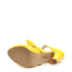 Women's EYE Strappy High Heel Tie-Up Leather Sandals L 34 - Yellow