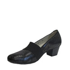 Women's Waldläufer Hilaria 358505 190 Wide Fitting Leather Court Shoes - Black Snake
