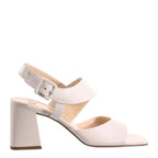 Women's HÖGL Julie 7-106510 Trapezoid Heeled Leather Sandals - Cream