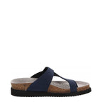 Women's Mephisto Helen Toe Post Leather Sandals - Navy Nubuck