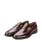 Men's John White Downey Penny Loafer Leather Shoes - Brown