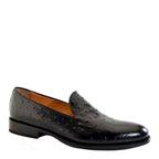 Men's VITELO Ostrich Print Leather Loafer Shoes M 67 - Black Ostrich