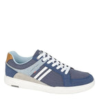 Men's ROUTE 21 Two Stripe Lace Up Leisure Trainers - Navy