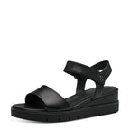 Women's Tamaris 1-28203-42 Wedge Heeled Leather Sandals K 13 - Black