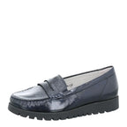 Women's Waldläufer Hegli 549002143 Patent Leather Moccasin Shoes - Navy Notte