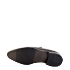 Men's VITELO Ostrich Print Leather Monk Shoes M 57 - Brown