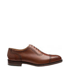 Men's Loake Strand Premium Semi-Brogue Calf Leather Lace-Up Shoes - Mahogany