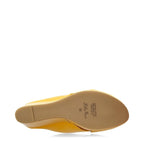 Women's EYE Cross Over Leather Wedge Mule Sandals G 99 - Yellow