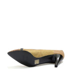 Women's EYE Snake Print Leather Pointed Court Shoes G 126 - Gold