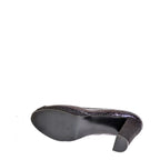 Women's EYE Peep Toe Snake Print Leather High Heel Shoes F 77 - Navy Blue