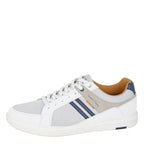 Men's ROUTE 21 Two Stripe Lace Up Leisure Trainers - Grey / White