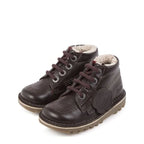 Boy's Kickers Kick Hi Fur Lthr Infant Dark Brown Boots - Brown