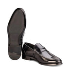 Men's John White Downey Penny Loafer Leather Shoes - Black