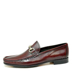 Men's VITELO Snaffle Trimmed Scotch Grain Leather Loafer Shoes M 32 - Burgundy