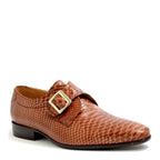 Men's VITELO Snake Print Leather Monk Shoes M 36 - Tan
