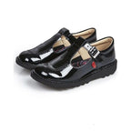Girl's Kickers Kick T Bar Junior School Shoes - Black Patent