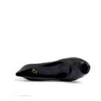 Women's EYE Peep-Toe Leather High Heel Court Shoes F 112 - Black