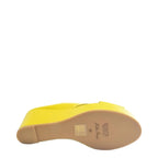 Women's EYE Cross Over Leather Wedge Mule Sandals G 99 - Lemon