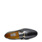 Men's VITELO Snaffle Trimmed Leather Loafer Shoes M 62 - Black Ostrich