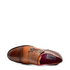 Women's VITELO Double Monk Semi-Brogue Leather Shoes F 116 - Brown