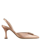 Women's HÖGL 5-107127 Tiffani Slingback Pump Metallic Leather Shoes HO 56 - Light Rose
