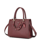 Women's Long & Son Medium Tote & Cross Body Satchel Bag OF6010 - Wine