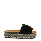 Women's Truffle Collection Tuberose5 Teddy & Bow Flatform Sliders - Black