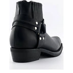 Men's Grinders Renegade Lo Leather Cowboy Biker Boots with Rubber Sole - Black