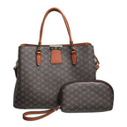 Women's Bessie London Logo Print 2 Piece Tote Bags BH5000 - Coffee