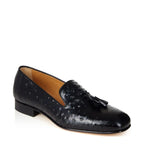 Men's VITELO Tassle Leather Slipper Shoes PC 8 - Black Ostrich
