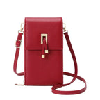 Women's Long & Son Multi Compartment Crossbody Phone Bag Q-010 - Red