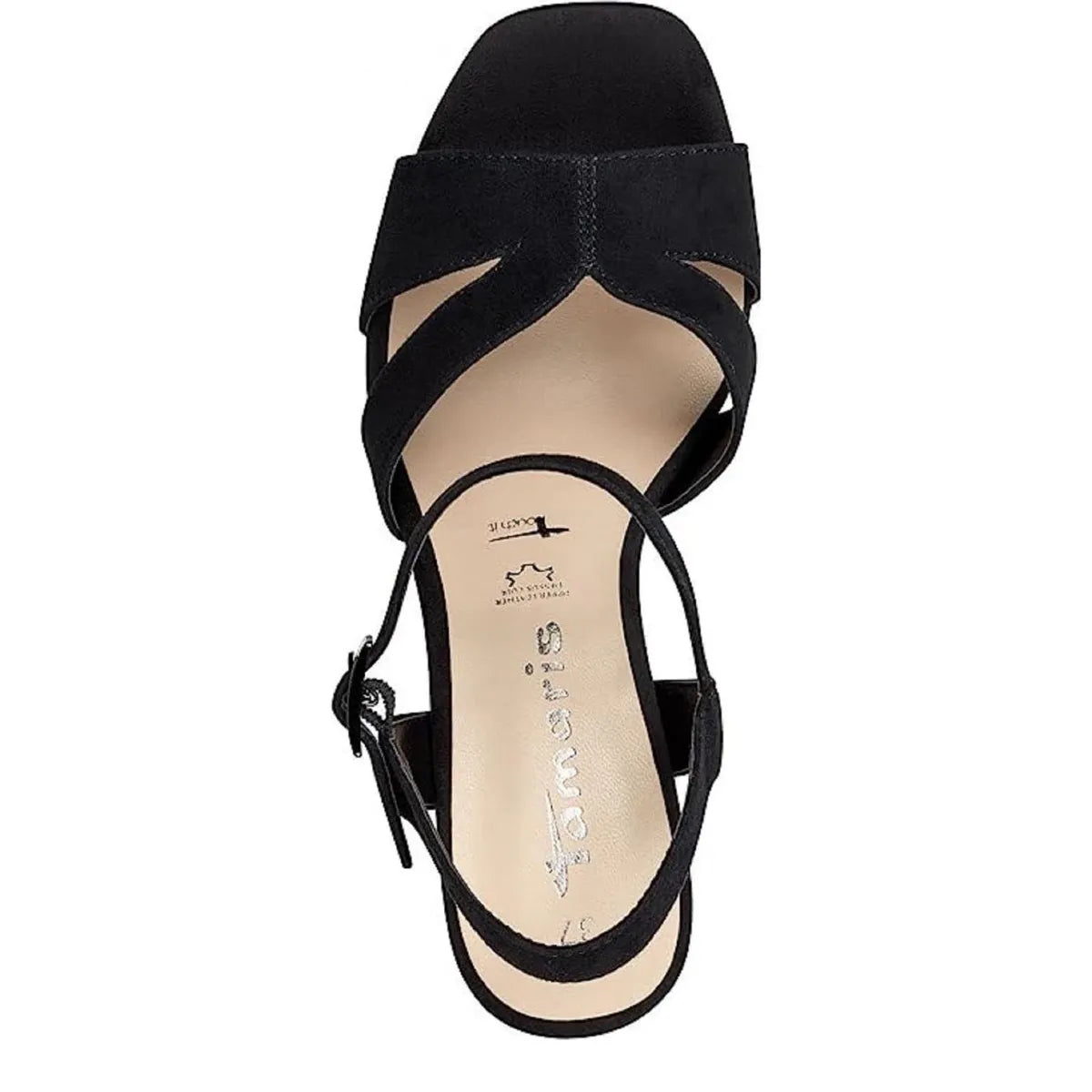 Women&#39;s Tamaris 1-28309-42 Strappy Leather Heeled Sandals - Black