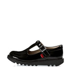 Girl's Kickers Kick T Bar Junior School Shoes - Black Patent