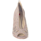 Women's HÖGL 7-10-9392 Crystal Leather Suede High Heel Shoes HO 110 - Smoke Pink