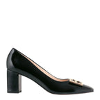Women's HÖGL Rosette 0-175024 Patent Leather Pump Court Shoes HO 86 - Black Patent