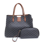 Women's Bessie London Logo Print 2 Piece Tote Bags BH5000 - Black
