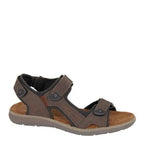 Men's Roamers M 428 Triple Touch Fastening Leather Sports Sandals - Brown