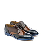 Men's Eye Derby Brogue Polished Leather Lace-Up Shoes 5453 M 39 - Navy, Tan, Burgundy