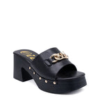 Women's CIARA Freya Mid Block Heel Clog Mule Sandals - Black