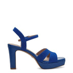 Women's Tamaris 1-28309-42 Strappy Leather Heeled Sandals - Royal Blue