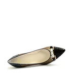 Women's EYE Snake Print Leather Pointed Court Shoes G 126 - Black