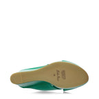 Women's EYE Cross Over Leather Wedge Mule Sandals G 99 - Green