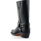 Men's Grinders Harness Hi Western Cowboy Leather Boots with Leather Sole - Black