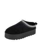 Women's Cipriata L570 Danilla Braided Cuff Platform Mule with Faux Fur Lining - Black