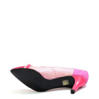 Women's EYE Snake Print Leather Pointed Court Shoes G 126 - Fuschia